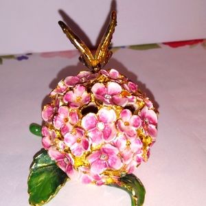 Hydrangea Jeweled Trinket Box.